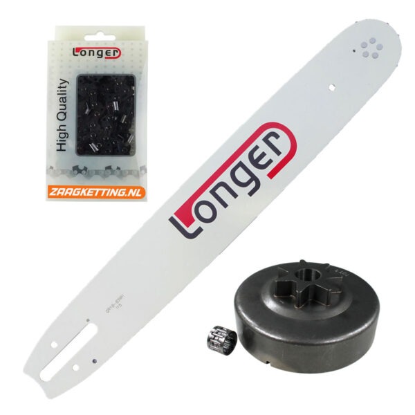 Onderhoudsbundel met 76cm zaaglengte passend voor Stihl 029, MS290, MS310, 034, MS340, 036, MS360, 039, MS390 (1,6mm massief zaagblad met wisselbaar neuswiel)