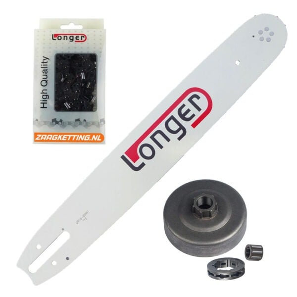 Onderhoudsbundel met 63cm zaaglengte passend voor Stihl 064 / MS640, MS650, 066 / MS660 (1,6mm massief zaagblad met wisselbaar neuswiel)