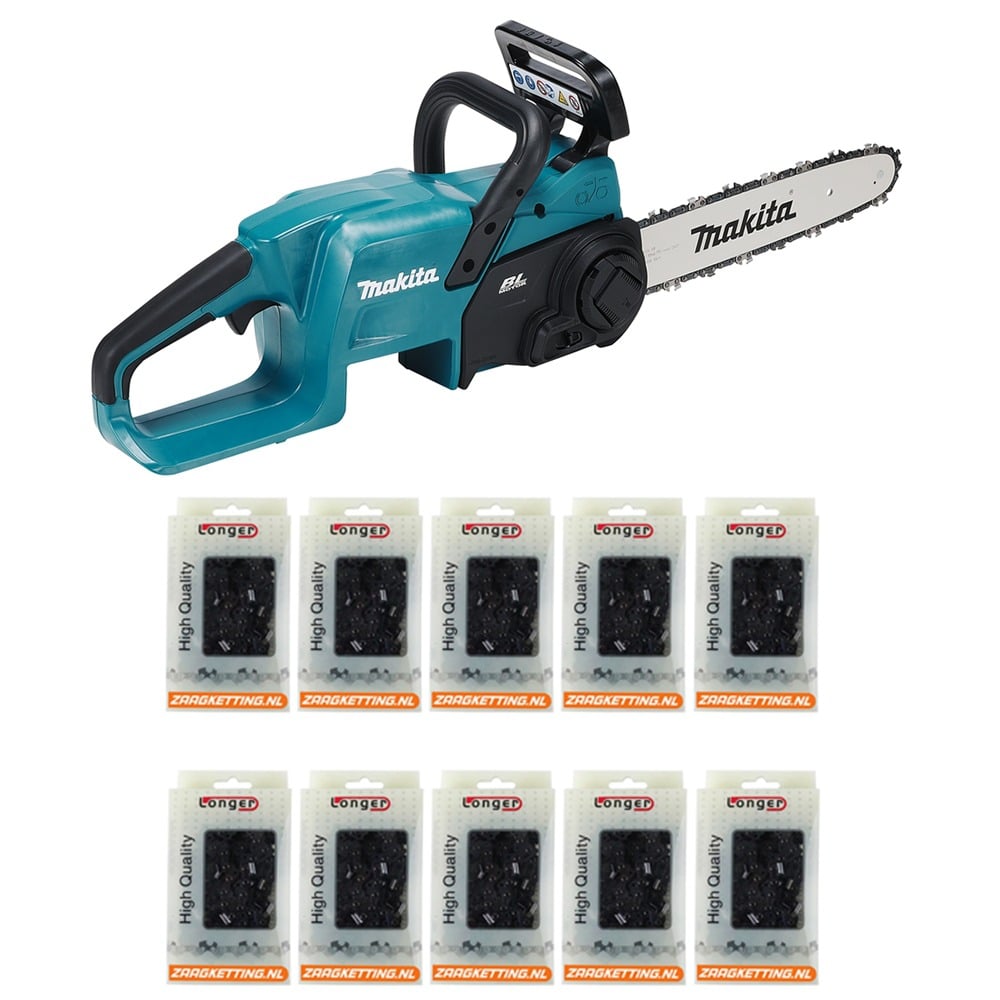 Voordeelbundel Makita DUC307ZX1 18V kettingzaag 30cm excl. accu en lader + 10 Longer A0FTNK-46DL zaagkettingen