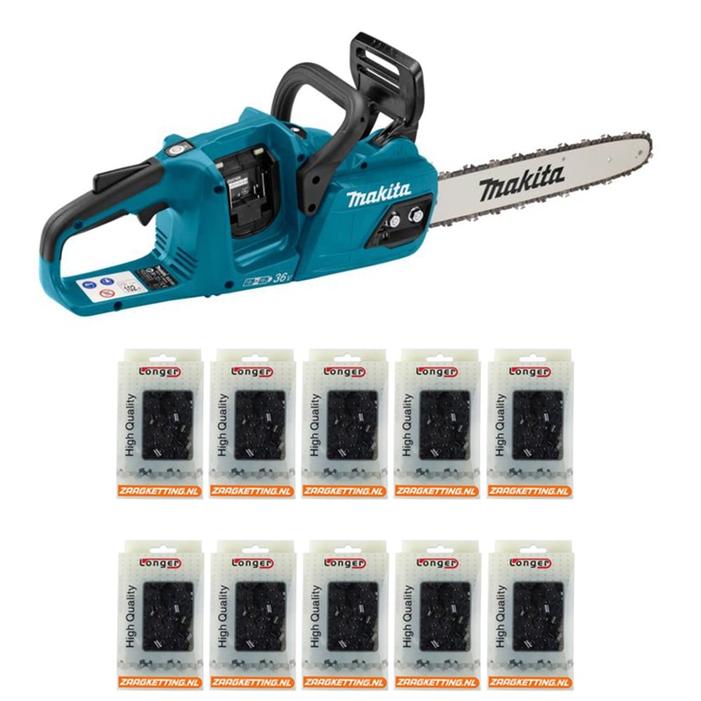 Voordeelbundel Makita DUC405Z 2 x 18 volt Kettingzaag 40 cm excl. accu's en lader + 10 Longer A0FTNK-56DL zaagkettingen